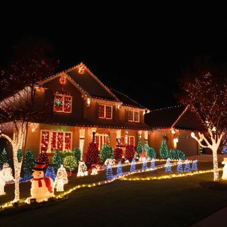 a home with christmas lights on it