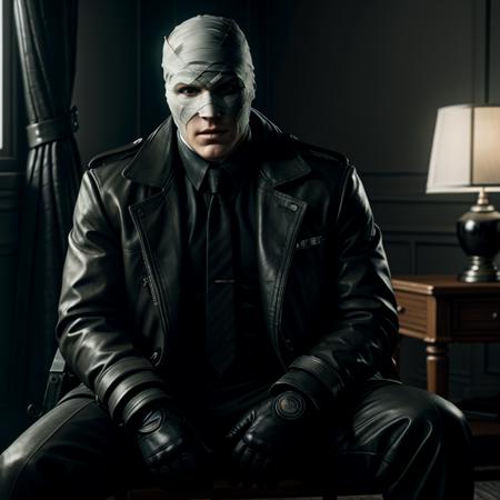 Hyperrealistic art of  <lora:hush SD1.5:1.2>
hush comic character a man in a jacket and gloves sitting in a room, Extremely high-resolution details, photographic, realism pushed to extreme, fine texture, incredibly lifelike