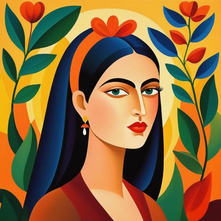 vector art, style of Tarsila do Amaral Newton, flat color