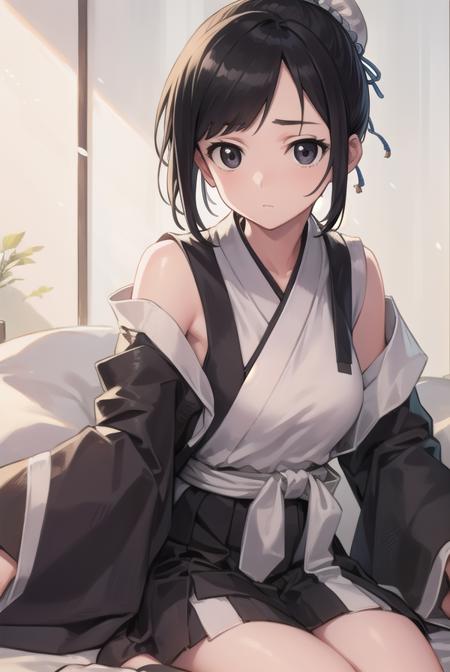 momohinamori, <lyco:momohinamori-lyco-nochekaiser:1>,
momo hinamori, black hair, hair bun, single hair bun, bun cover, short hair, (black eyes:1.5), (swept bangs:1.5),
BREAK japanese clothes, armband, black hakama, long sleeves,
BREAK looking at viewer, full body,
BREAK outdoors,
BREAK <lyco:GoodHands-beta2:1>, (masterpiece:1.2), best quality, high resolution, unity 8k wallpaper, (illustration:0.8), (beautiful detailed eyes:1.6), extremely detailed face, perfect lighting, extremely detailed CG, (perfect hands, perfect anatomy),