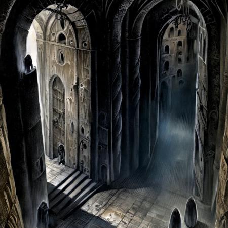 high quality, graphic novel illustration by Serpieri, dungeon <lora:Serpieri_for_SDXL:1>