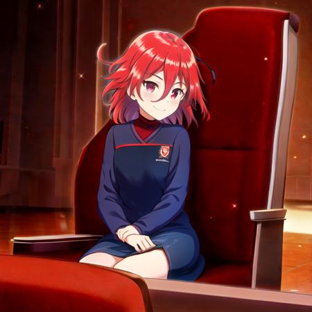 ((masterpiece, best quality, 8k, ultra resolution, sfw, safe for work, illustration :1.4),
1 girl, akane, sitting on the chair, confident, light smile, small chest