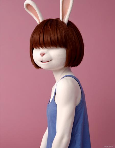 mollymac 1girl animal ears rabbit ears furry hair over eyes short hair furry female