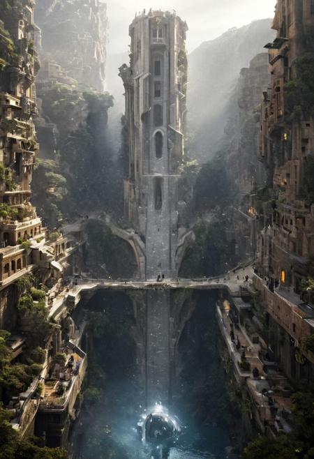 POV view , DOF,
(Ancient civilization, Alien Prometheus movie scene, dune movie scene:1.5), (The colonial city of the future, in the mist-filled Grand Canyon, on an unknown Earth-like planet, 2 moon on sky, Spaceship flight connects colonies, waterfulls:1.3), (Machu Picchu, a mountain settlement, incredibly spectacular:1.2), (Mario Botta:1.3), (avant-garde, future, reality, science fiction, photorealistic), (modern architecture:1.2), White limestone with black granite, fountain, waterfall, landmark, square, path, narrow street,
(Large Files, Ultra Realistic, 8K, 16k, FHD, HD, VFX, Perfect, Photography, composition, Architecture Sales Photography, Architecture Competition, Ultra High Resolution, Cinematography, High Resolution Image:1.1), (dramatic lighting, direct sunlight, ray tracing, clear shadow:1.2),  (real landscape:1.1), (blurred background:1.0), (urban background, more_details) ,
great lighting, clear, hillscastel, <stardeaf-cold-arc>, xtower, industrialbuilding