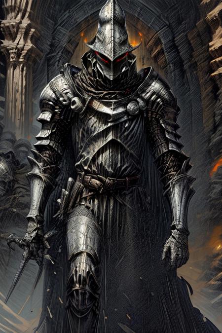 score_9, score_8_up, 8, score_7_up, solo,  
fantasy style, masterpiece, 8k, dynamic pose, 20 y.o, <lora:Fantasy_Classes_SD:1>,
(Dungeons and Dragons) Thorough, analog style, eye focus, highest quality, (highly detailed skin), full body, photo of a exquisitely beautiful,
BREAK
This is a highly detailed digital illustration depicting a medieval knight in full armor. The knight stands in a commanding pose, facing forward with a serious expression. He wears a gleaming silver helmet adorned with intricate designs and metal glowing halo attached to it top, suggesting supernatural or magical powers. The helmet covers his face, with only a hint of his determined gaze visible. The knight's armor is a mix of silver and blue, with ornate gold accents and intricate patterns. The chest plate is embossed with a stylized emblem, and the shoulder pauldrons feature similar designs. The armor is reinforced with metal rivets and has a smooth, polished finish. The knight's attire includes a dark blue tunic with a brown belt cinched around his waist, adding a touch of contrast to the metallic armor. The background is a gradient of gray clouds, suggesting a stormy or mystical atmosphere. The lighting is soft yet directional, highlighting the knight's armor and giving it a three-dimensional appearance
BREAK
oil painting, BadDream, negative_hand, NEG_EMBED_STABLE_YOGI_V3, FastNegativeV2, AissistV2
(detailed:1.3), (sharp focus:1.1), medieval style, (expressive face:1.2),,