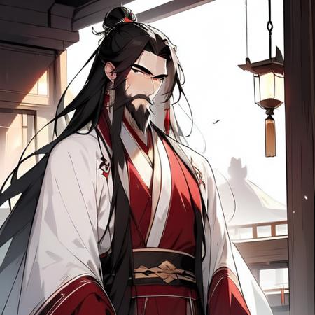 best quality,masterpiece,(1male,elder),very long hair,very long beard,hanfu,