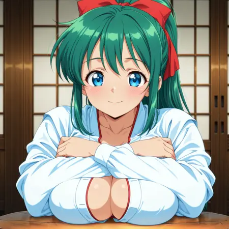 Civitai POV腕組み胸乗せテーブル / POV cross arms breasts on table,