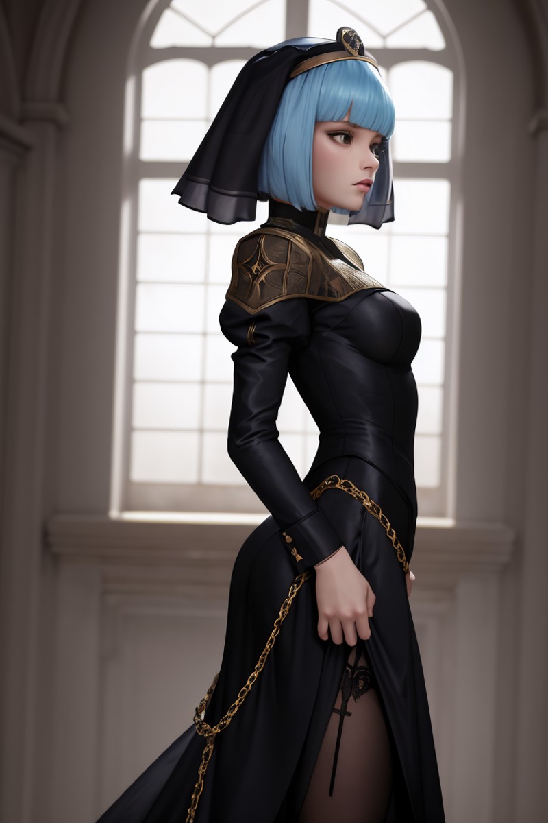 masterpiece, best quality, absurdres, <lora:silque_fe_v1:1>, silque, 
1girl, solo, below side, gothic, goth, black dress, ...