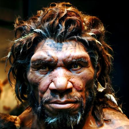 neanderthal neanderthal man neanderthal woman braids hut prehistoric house male focus beard  facial hair upper body