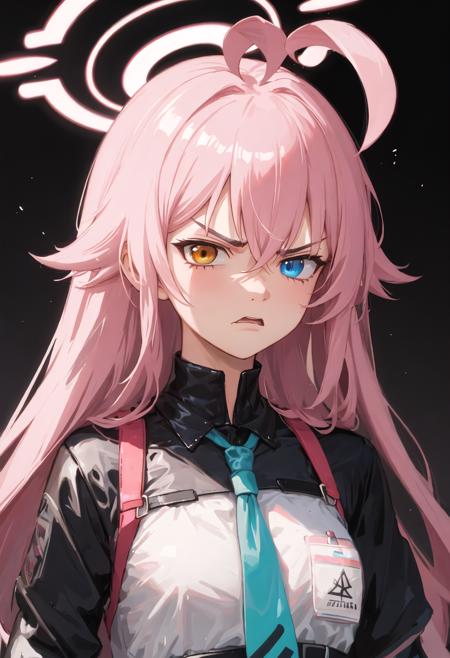 best quality, masterpiece, highres, solo, {hoshino_bluearchive:0.90}, angry, annoyed, portrait, looking at viewer