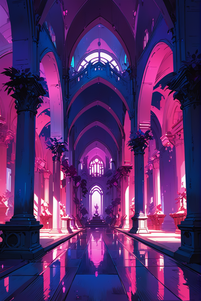 01368-3781630543-anime_style_digital_painting,_duotone_shimmering_color_purple_and_magenta_color_scheme,_Great_Hall__(room_)_in_a_epic,wonderous_.webp