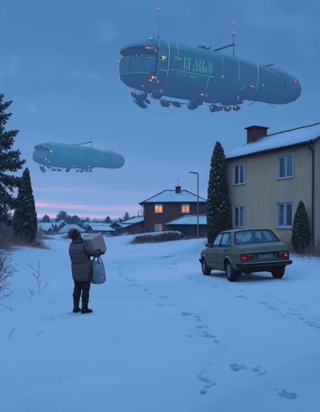 Rural Sci-fi - Digital Painting - Simon Stalenhag Style Flux1-Dev