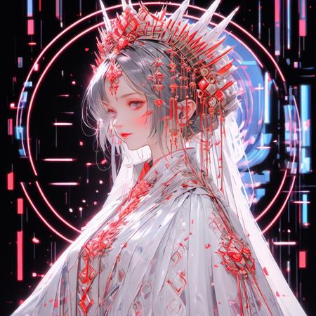 1 girl,queen,upper body,portrait<lora:C_projection_holographic_display:1>