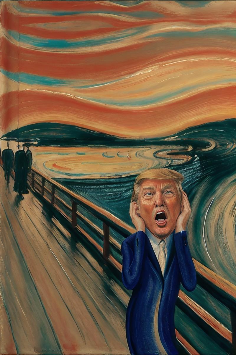 Donald Trump Painting with Trump Tower in the Background