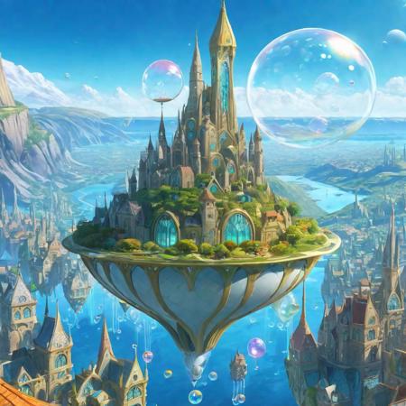 Imagine a fantastical floating city in the vastness of space, where a variety of exotic towns, cities, villages, and shires thrive within giant transparent bubbles. Each bubble is a world unto itself, harboring a unique ecosystem and an independent civilization. Within these cosmic spheres, magical creatures roam amidst landscapes bursting with vibrant colors and surreal beauty. This celestial metropolis cityscape defies the conventional laws of physics, presenting an intergalactic ecosystem and civilization that's a marvel of imagination and otherworldly charm. Explore the wonders of this surreal, cosmic habitat, where fantasy and reality merge in a spectacular display of creativity and wonder