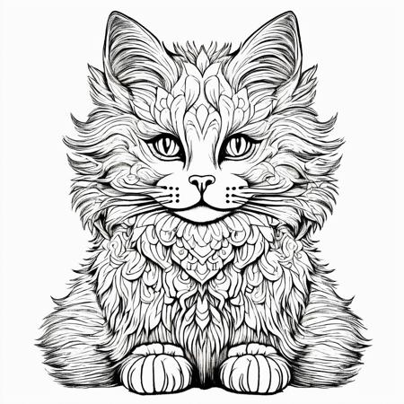 orn8 design of a detailed fluffy cat