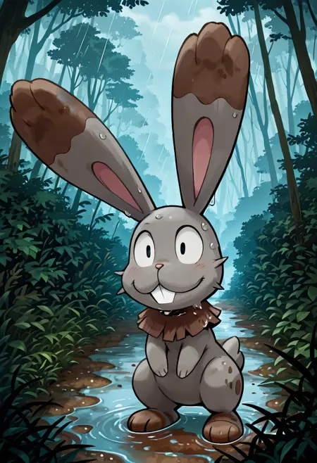 Bunnelby: Digging Rabbit Pokemon | ホルビー (Pokedex #0659) [Illustrious]