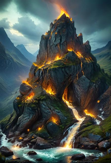 (by Ellen Jewett:1.5), (Bioluminescent Impressionism, Scottish highland  landscape, Flow in the Name of fire* *Channel_42* *中* *Broadcasting* *Artificially_Atypically_Autistically* *Magnetic**Synesthesia* *fire* *lightning*, The Dreamland, green earth, heather, sky sunset, sunrise ,waterfall, great castle on a crag, Crag, highland mountains, ethereal landscapes, depth of field, biotech emotion:1.3) <lora:xl_more_art-full_v1:0.5> <lora:add-detail-xl:1> <lora:RMSDXL_Creative:2>*Channel_42* ral-wlfnte