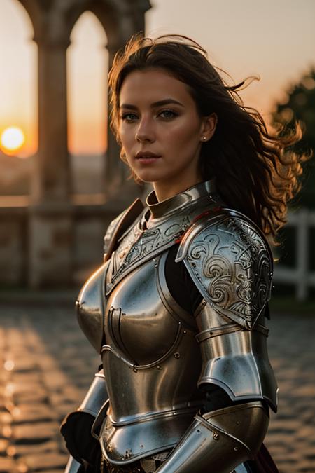 (masterpiece), (extremely intricate:1.3), (realistic), portrait of a girl, the most beautiful in the world, (medieval armor), metal reflections,(High definition metal reflection), upper body, big breasts, outdoors, intense sunlight, far away castle, professional photograph of a stunning woman detailed, sharp focus, dramatic, award winning, cinematic lighting, octane render  unreal engine,  volumetrics dtx, (film grain, blurry background, blurry foreground, bokeh, depth of field, sunset, motion blur:1.3), chainmail<lora:FilmVelvia3:1> <lora:UE_20230717224732:0
5>