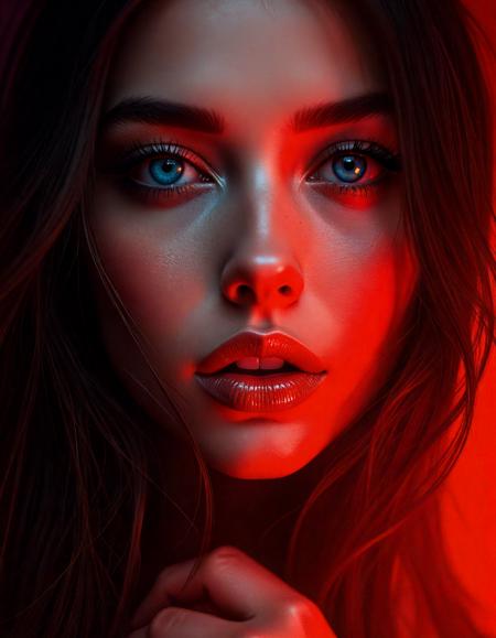 (dark mood masterpiece Photography:1.2), portrait of a mysterious woman with blue eyes and bold eyeliner, she has sensuous lips, looking seductively, naughty, shy smirking. The extreme realism focuses on her detailed skin, showing fine textures and natural highlights. photography masterpiece, modern, irresistible beauty, fuzzy lighting, dark mood, unusual composition, use of negative space, (rule of thirds composition), simmetry , mysteriouse, emotional, flirting, (fine erotic content:0.65), groundbreaking unrivaled opus with unrivaled details, (Rustic Red color scheme), highly detailed, melancholic, low-light hyper detailed photography, catchlights, extreme close-up shot,style by luis royo