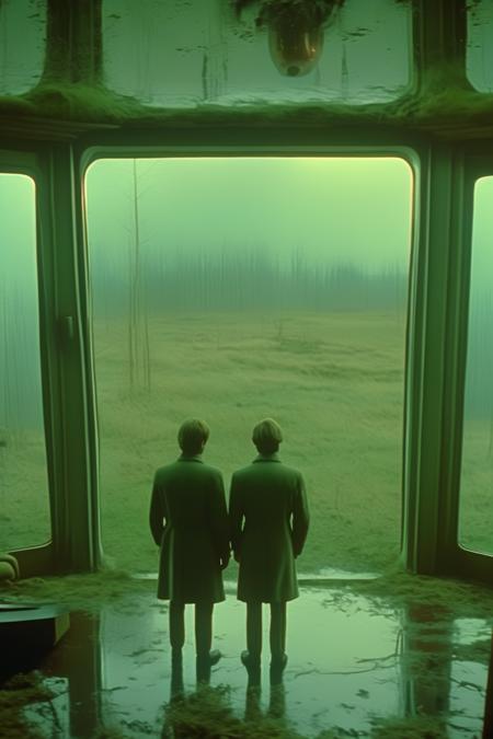 <lora:Andrei Tarkovsky Style:1>Andrei Tarkovsky Style - From the inside room when the front room greeting becomes your special book, retrofuturism, visually stunning color film still 1978, intricate and hyperdetailed, otherworldly sci-fi gay romance by Andrei Tarkovsky, 16k resolution