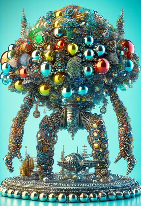 made from shiny chrome-steel ball bearings. jockey, buy, wild, drug, spectrum, population, intelligence, appearance, gas, chief, study, diagram, model, tread, is, first, effect, flag, incident, 
3d-rendering, concept-art, digital, dreaminess, futuristic, eeriness, fantasy, other-worldliness,  colorful, sci-fi, technological, alien worlds, space themes, advanced civilizations, 
best quality, masterpiece, aesthetic, intricate details, highly detailed, ultra-detailed, absurdres, unreal engine, octane rendering, vivid, vibrant,