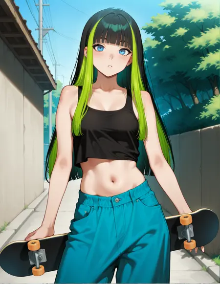 Black With Green Streaks Hair