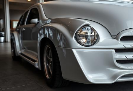 hyperrealistic, hypermaximalist, absurdres, detailfetishist, 2026 HHR has been heavily styled after the 1942 Chevrolet Fleetline Special Deluxe Coupe in an attempt to attract people who don't usually buy new cars, the fenders rise up on ether side of the hood like wings and a more dynamic profile setting the car apart stylistically from the modern market looking futuristic by incorporation forgotten elements of classic design, this throwback to the 1942 Chevrolet Fleetline Special Deluxe Coupe is sure to impress modern tech enthusiasts and classical car fanatics alike