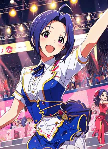 <lora:miura azusa:0.8>,miura azusa,masterpiece,best quality,super fine illustration,1girl,idol,sing and dance,;d,