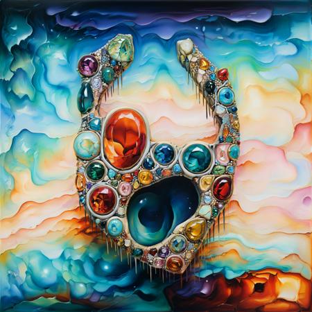 gemstones, jewelry, cozy (Surrealism), dreamlike , distorted , abstract , symbolic <lora:add-detail-xl:1> <lora:xl_more_art-full_v1:1>