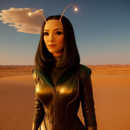 <lyco:mantis:0.7> gotgmantis, a woman, alien, desert, by rutkovski, detailed