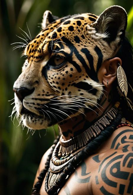 Jaguar pelt, obsidian weaponry, tribal tattoos, fierce combatant, warrior elite, Aztec empire, jungle warfare, ferocious spirit, Mesoamerican culture, sacred rituals, ancient traditions, indigenous warrior, tribal pride, warrior society, warrior's code.
cinematic, sharp focus, intricate, cinematic, dramatic light