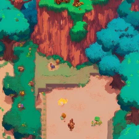 masterpiece, top down pixel art, video game level design, lush forrest, isometric, nintendo, 2d sidescroller platformer, matte painting