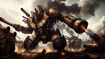 RAW Photo of worldofscrap gatling gun rattling off rounds with its multiple barrels, corroded, broken, junker <lora:WorldofScrap:1><lora:add_detail:0.6> <lora:LowRa:0.2>, (Masterpiece:1.3) (best quality:1.2) (high quality:1.1), fantastical,hyper realistic,photorealistic,golden ratio,cinematic color grading,highly detailed,HDR,lens flare,professional photo,stunning