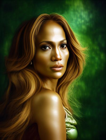 JenniferLopez, art by Janek Sedlar, photograph, lush vegetation, Supernatural Infected curvy Techno (Woman:1.1) as Classical Goddess, [Qin Dynasty|Dominican] Scars, Clear skies, Rough sketch, Amusing, film grain, Kodak portra 400, Fish-eye Lens, Hypersaturated, Best quality,  <lora:JenniferLopezSD1.5:1>