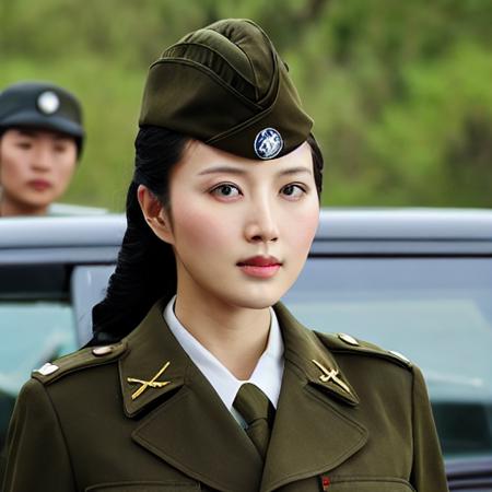 (KuomintangFemaleSpies), <lora:kuomintangfemalespies-000001:0.8>,<lora:taiwanDollLikeness_v10:0.1>, lady,indoor, beautiful, 8k, masterpiece, best quality,  perfect face, perfect eyes, in uniform, realistic, photorealistic, highres,gorgeous