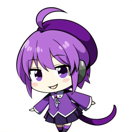 Defoko, cute, ((high quality)), purple hair, smile, png