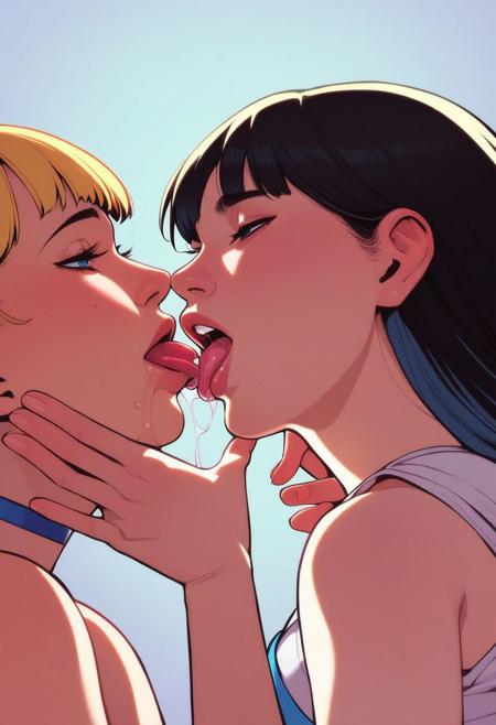 score_9, score_8_up, score_7_up, score_6_up, score_5_up, score_4_up, source_anime, side view, <lora:Smooth Anime Style LoRA XL:1>,2girls kissing, (extreme closeup:1.4), (only lips in view), saliva, tongues, french kiss, lips in focus, pastel colors, gradient background, rating_questionable