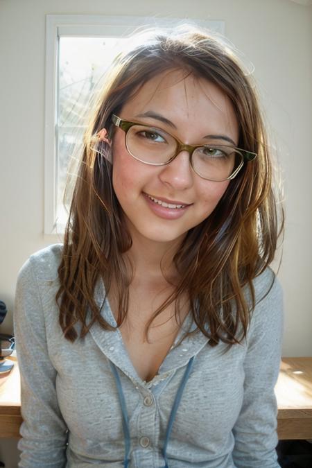 <lora:BaileysRoom:1>, full color portrait of a young woman, wearing a hoodie, playing videogames, wearing glasses, smile, natural light, god rays, epic character composition,by Janice Sung, alessio albi, Diego Fernandez, Alexis Franklin, Daniela Uhlig, Jana Schirmer, RAW photo, subject, 8k uhd, dslr, soft lighting, high quality, film grain, Fujifilm XT3