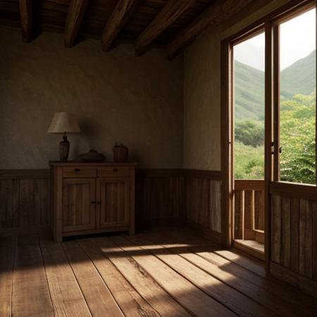 wabi sabi gardens single house, style: rustic, timeless minimalism, earthy tones, natural material, raw textures, serene simplicity, natural light, harmonious asymmetry, curated antiquities, architectural restoration, tranquil, contemplative, historical modernity, parameters: interior, house interior, -- ar 15:9, (Ultra Realistic:1.0),32k,(Masterpiece:1.0),(High Detailed Skin:1.0),( High Quality:1.0), (Detailed Realistic Background:1.3), (Official Art, Beautiful and Aesthetic:1.2), (Realistic Lighting:1.0),