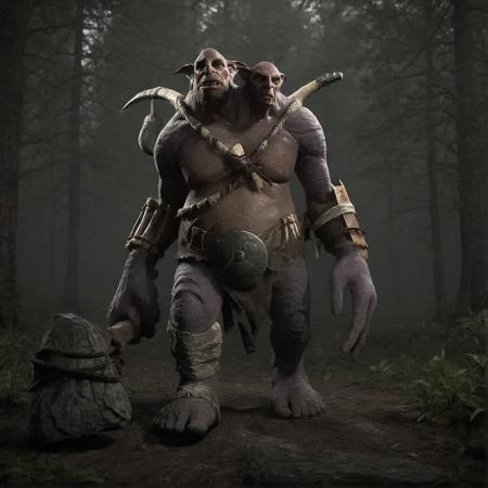 Ettin Two Headed Giant Stone Axe monster creature