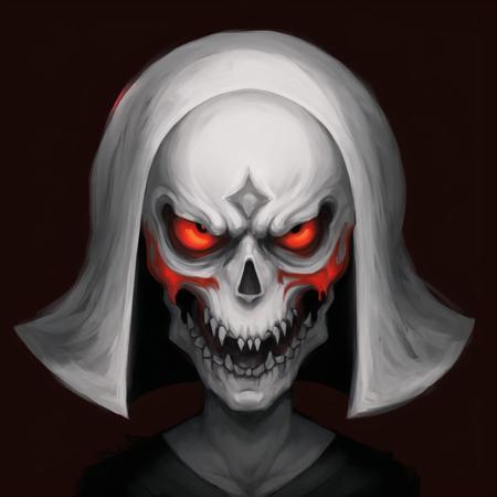 <lora:gravemudart:1>, gravemudart,  simple background, horror \(theme\), demon-like head, scary face, strange, creepy,  no humans, pokemon \(creature\), shield, sword, weapon