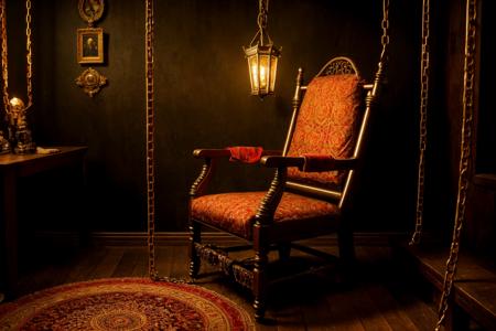 intricate details, masterpieces, best quality, dark room,
chains, chair, dark atmosphere, low brightness, illustration,