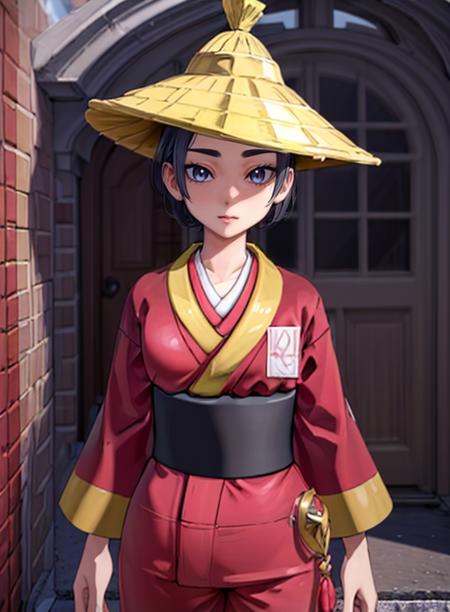 best quality, (masterpiece),(ultra-detailed), (high quality), (high resolution),<lora:add_detail:0.5> , <lora:wandapkm-10:0.7>,wanda,black hair, single hair bun, kimono, pants,hat,upper body, looking at viewer,