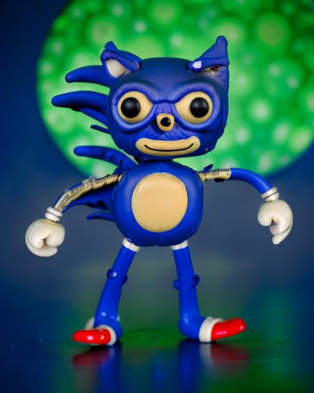 <lora:yomama_pop_toys-10:.85> A professional product shot of blue sanic yomama_pop_toys on a desk, studio lit, macro shot <lora:Sonic:1>