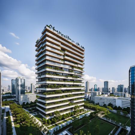 hrise, two highrise aparment buildings, architectural photography, highrise condominium, Kengo Kuma,