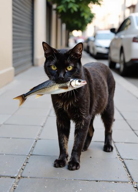Cat with fish in mouth v1.0