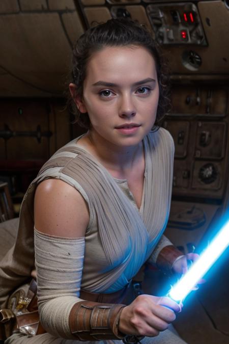 masterpiece, best quality, cinematic, volumetric lighting, very detailed, high resolution, sharp, sharp image, 4k, 8k, 35 mm,
<lora:Rey_StarWarsVII_DaisyRidley_smf_lora_v01:0.9>, 1girl, r3y5w7d4i5y-smf, solo, realistic, upper body, black hair, bandages, lips, parted lips, short hair, black eyes, holding lightsaber