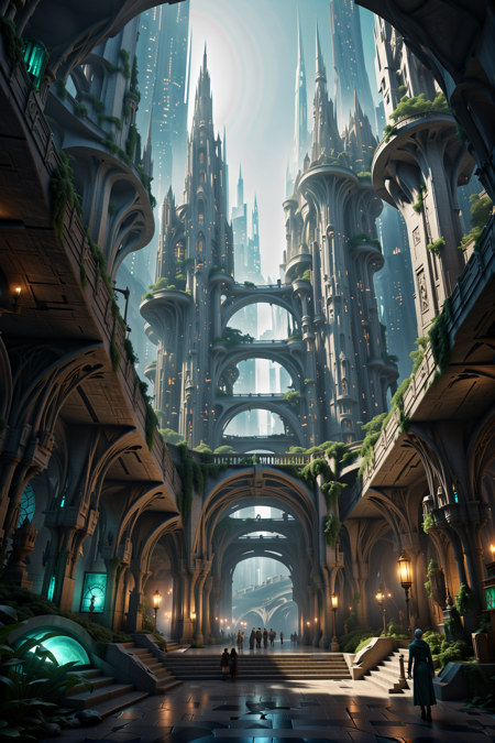 photograph, cinematic color grading, <lora:EnvyElvishArchitectureXL01:1> elvish architecture, cyberpunk, wonderous scifi subterranean city beyond the beginning of the multiverse<lora:EnvyBetterHiresFixXL01:0:hr=1>