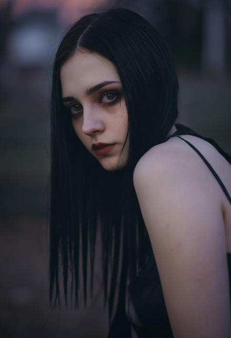 (((top-priority))), real-life, goth-girlfriend, split ambient twilight light, shallow focus, realistic shadows, ideal, vellus hairs, best image, best quality, depth of field, perfect composition, suggestive:1.2,